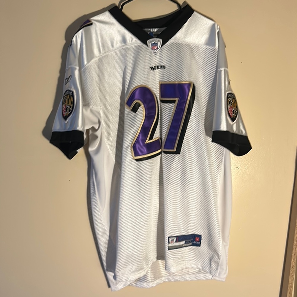 NFL ray rice, white and purple jersey size XL 54 Reebok on field equipment